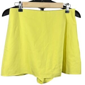 Express Editor Skort Womens Small Neon Yellow Wrap Front Mini Shorts NEW